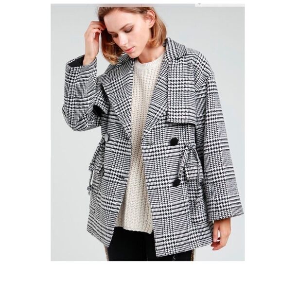 Copy - Pol glen-check patterned double breasted coat - Picture 3 of 16